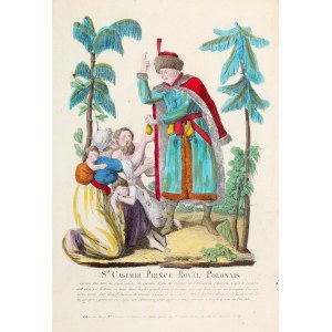 LITAUEN. Der heilige Kasimir, Fürst von Polen, Schutzpatron von Litauen; herausgegeben von Basset, Paris, um 1780; unten eine Beschreibung der Frau von ...