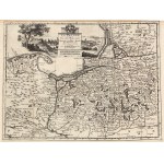 PRUSSIA, POMERANIA. Map of Prussia; at top, panorama of Danzig; issued by P. van der Aa, Leiden, ca. 1710; copper. ...