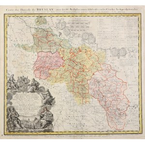 ŚLĄSK, WROCLAW. Mapa vroclavskej diecézy; zostavil. J. B. Homann, vydali Homannovi dedičia, 1751; ...