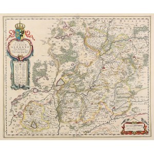 GŁOGÓW: Mapa Głogowského kniežatstva; zostavil. J. Scultetus, vydal J. Blaeu, Amsterdam, po roku 1640; orien...