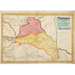 GALICIA. Postal map of eastern and western Galicia - all stations and train routes are marked....