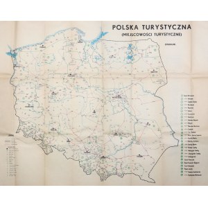 POLSKA, WARSZAWA. Turystyczna mapa Polski; wyd. nakładem Wydawnictw Komunikacyjnych, 1951; studiu…