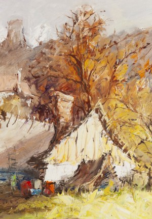 Stanislaw Lazorek (1938 Aksmanice - 2000 Kazimierz Dolny), Autumn Landscape, 1990