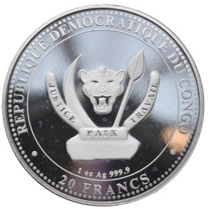 Congo, 20 Francs, 2025, Carnotaurus