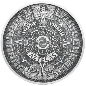 Mexico, 2 Peso, Aztec, 1 oz., oxidized