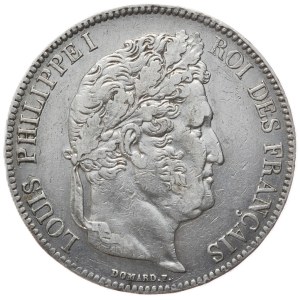 France, 5 francs, 1837, B