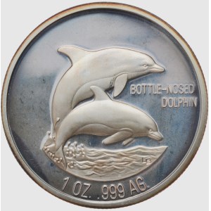 Turks and Caicos, 20 crowns, 1998, Dolphins