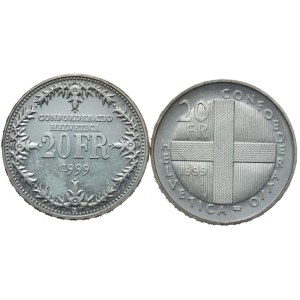 Switzerland, 2 x 20 francs, 1999