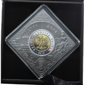 Third Republic of Poland, 5 zlotych 2016, clip, 925 silver, oxidized and selectively gold-plated