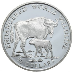 Cook Islands, $50, 1990, Bison