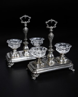 Pair of silver salt cellars, France 19th century.