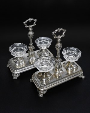 Pair of silver salt cellars, France 19th century.