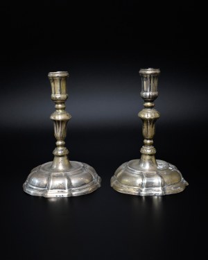 Pair of silver candlesticks, Austria 19th century.