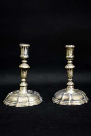 Pair of silver candlesticks, Austria 19th century.