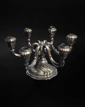 Six-branched silver candlestick, Germany 19th century.