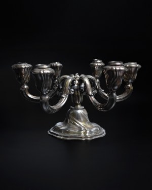 Six-branched silver candlestick, Germany 19th century.