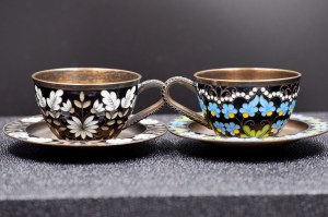 Pair of silver cups, USSR 20th century.