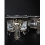 Pair of silver salt cellars, France 19th century.