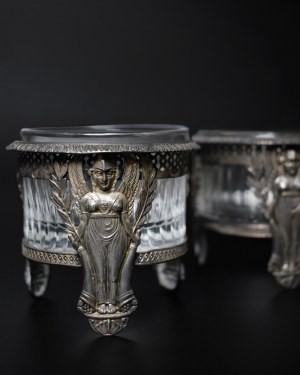 Pair of silver salt cellars, France 19th century.