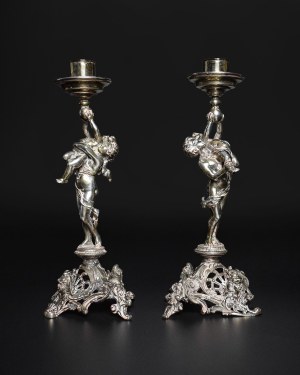 Pair of silver candlesticks, Germany 19th century (1)