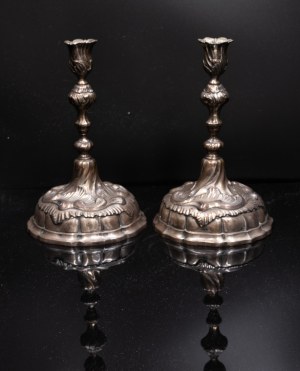 Pair of silver candlesticks, Germany 19th century (2)