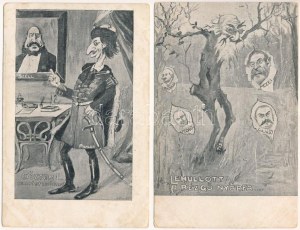 2 db RÉGI képeslap: magyar politikai karikatúrák Ormos szignóval / 2 pre-1945 postcards...