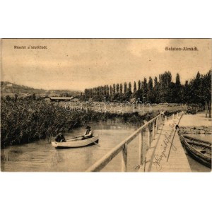 1907 Balatonalmádi, részlet a kikötőből, nádas (Rb)