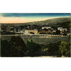 1913 Budapest I. Vérmező látkép a várból a Krisztina körúttal, Déli pályaudvar eleje (beépítetlen sarokterület...