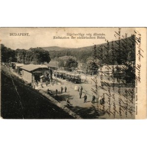 1905 Budapest II. Hűvösvölgy, villamos vasút végállomása. Schwarz J. kiadása (fa)
