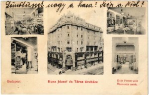 1908 Budapest V. Kunz József és társa áruháza, Deák Ferenc és Bécsi utca sarok...