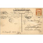 1916 Budapest VI. Magyar királyi Opera. Szecessziós magyar zászlós és címeres keret, Art Nouveau (Rb...