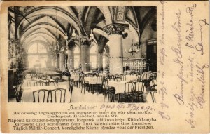 1902 Budapest VII. Gambrinus az ország legnagyobb és legszebb bor és sör csarnoka, belső. Erzsébet körút 27. (fl...