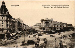 Budapest VII. Központi pályaudvar (Keleti pályaudvar), vasútállomás, Baross tér, villamosok (EK...