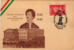 1948 Budapest VIII. Petőfi Sándor és a Nemzeti Múzeum képe 1848-ban. TCV card (non PC) + 