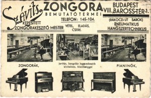 Budapest VIII. Szávits Képesített Zongorakészítő mester bemutató termei, belső. Baross tér 1. reklám...
