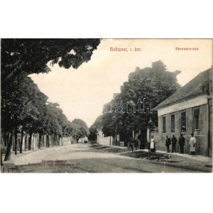 1910 Budapest XII. Városmajor utca, Bányász Ágoston. Kohn és Grünhut üzlete (ázott sarok / wet corner...