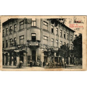 1914 Budapest XIV. Zugló, Angol és Zugló utca sarok, Dr. Stossel Lipót v.p. fogorvos rendelője, húscsarnok...