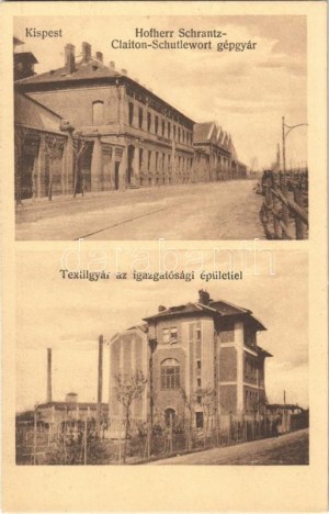 Budapest XIX. Kispest, Hofherr-Schrantz-Clayton-Shuttleworth gépgyár, Textilgyár az igazgatósági épülettel...