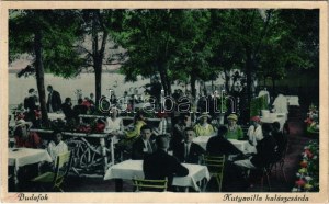 Budapest XXII. Budafok, Kutyavilla halászcsárda kerthelyisége, felszállóhely: Gellért szálló, leszállóhely...