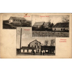 1909 Cered, Czered; Jegyzői lak, templom részlet, szeszgyár. Fogyasztási Szövetkezet kiadása (EK...