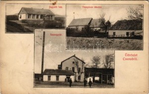 1909 Cered, Czered; Jegyzői lak, templom részlet, szeszgyár. Fogyasztási Szövetkezet kiadása (EK...