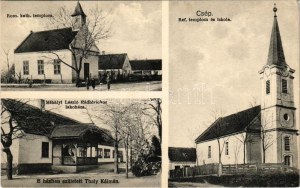 1930 Csép (Kisbéri járás), Római katolikus templom, Református templom és iskola, Mihályi László földbirtokos lakóháza ...