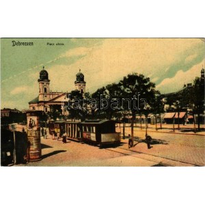 Debrecen, Piac utca, villamos, Kálnai üzlete. Ifj. Gyürky Sándor kiadása (EK)
