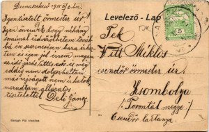 1915 Dunaszekcső, Gőzátkelés a Dunán, gőzhajó, komp. Balogh Pál kiadása (fa)