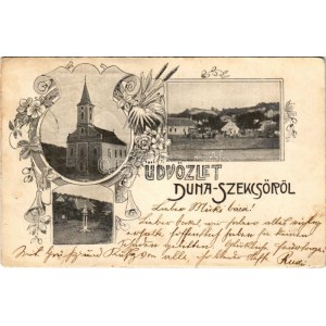 1902 Dunaszekcső, templom, emlékmű. Szecessziós-virágos keret (fa)