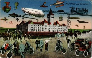 Hajmáskér, Tüzérségi lövőiskola, parancsnoksági épület. 100 év múlva - a jövőben montázs / in the future montage (EK...