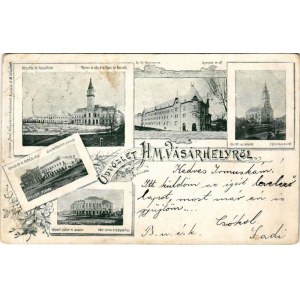 Hódmezővásárhely, Városháza és Kossuth tér télen, Református főgimnázium és új templom, Andrássy utca...