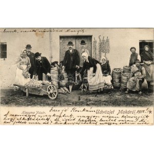 1912 Makó, Hagymavásár, piac, magyar folklór (b)
