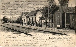 1904 Máriabesnyő (Gödöllő), vasútállomás. Neszveda Antal kiadása (szakadás / tear)
