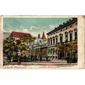 Miskolc, Erzsébet tér a Kossuth szoborral. Stamberger B. kiadása 6540. + BUDAPEST - MISKOLCZ - M-SZIGET...